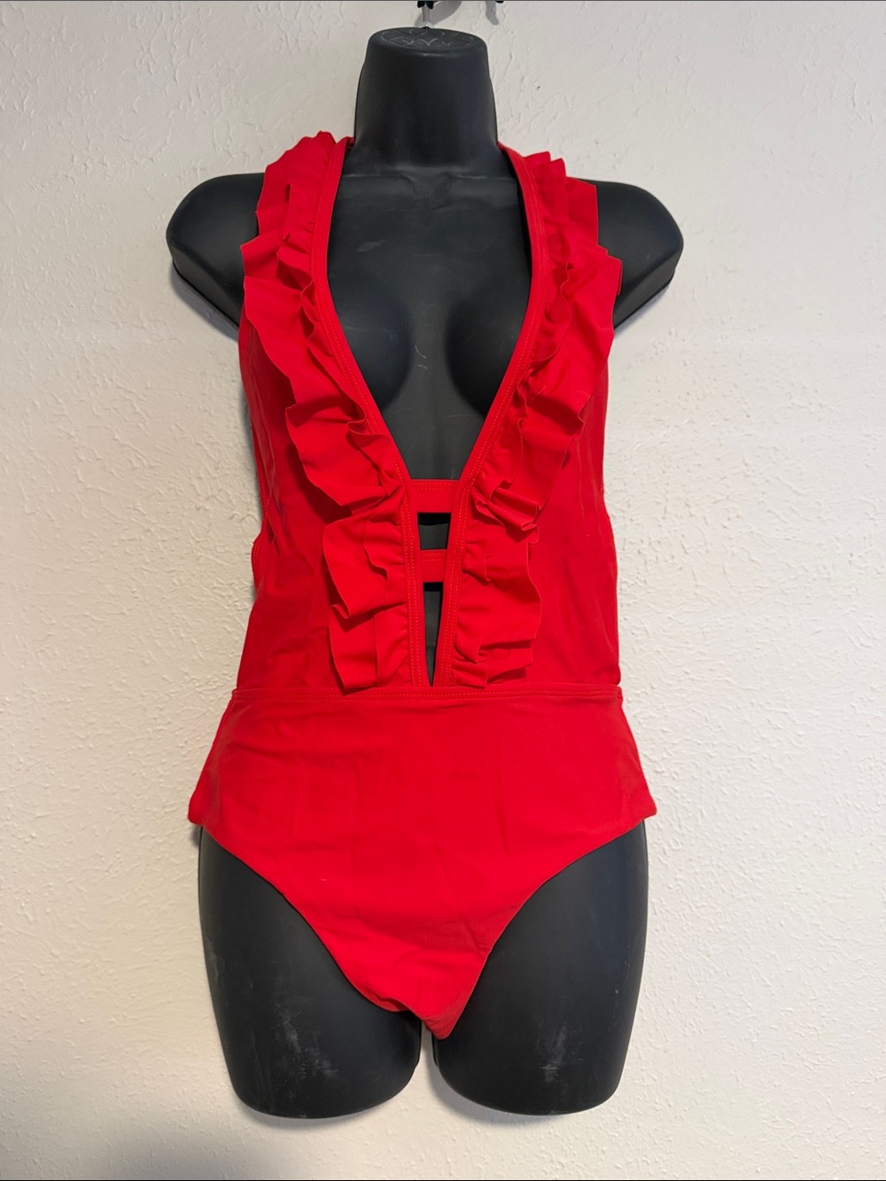 Red Ruffled One-Piece Swimsuit -